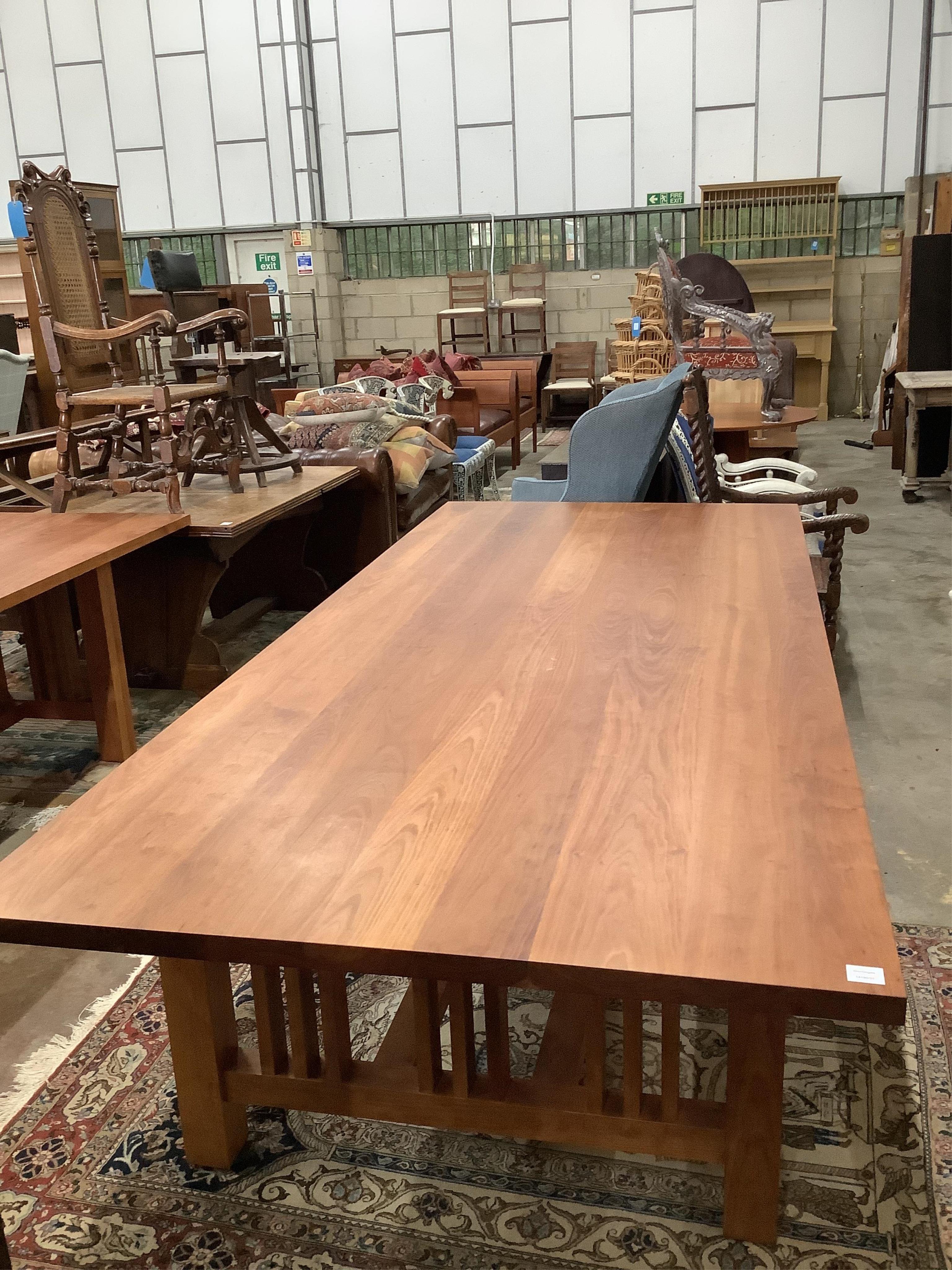 A Thomas Moser cherrywood ‘Readers’ library table, width 279cm, depth 122cm, height 76cm. Condition - good